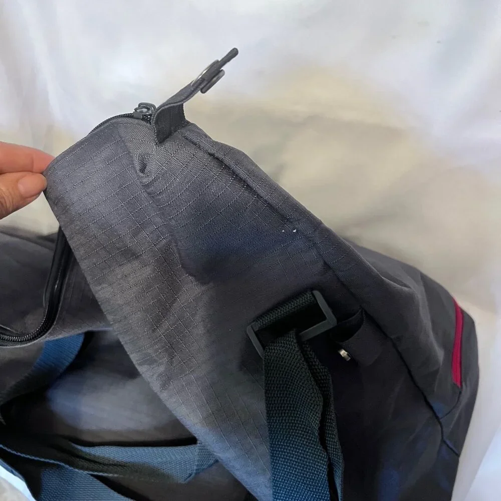 Perry Ellis-Gray& Red Tote/Satchel Travel Bag-Adjustable Shoulder Strap-Zip Bott